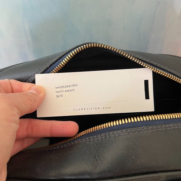 Rare Clare V. Navy Madeleine Petit Leather Handbag - Picture 4 of 5